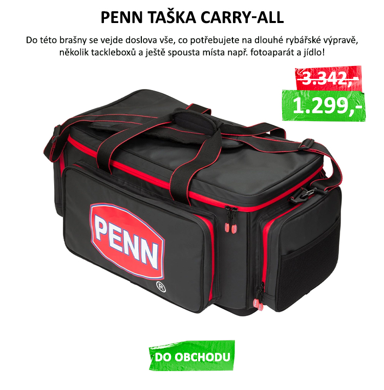 PENN Taška Carry-all VÝPRODEJ - Díky silnému svařovanému dnu je velmi tuhá a má také speciální pláštěnku, která ochrání všechny vaše věci v opravdu vlhkých podmínkách. Silný a polstrovaný ramenní popruh je ...