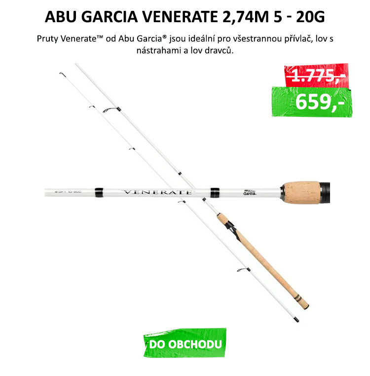 Abu Garcia Venerate 2,74m 5 - 20g VÝPRODEJ - S kvalitními komponenty a pevnými a spolehlivými blanky vám tyto pruty zaručí potěšení z rybaření po celá léta! Silné a citlivé blanky z 24T uhlíku Středně ...