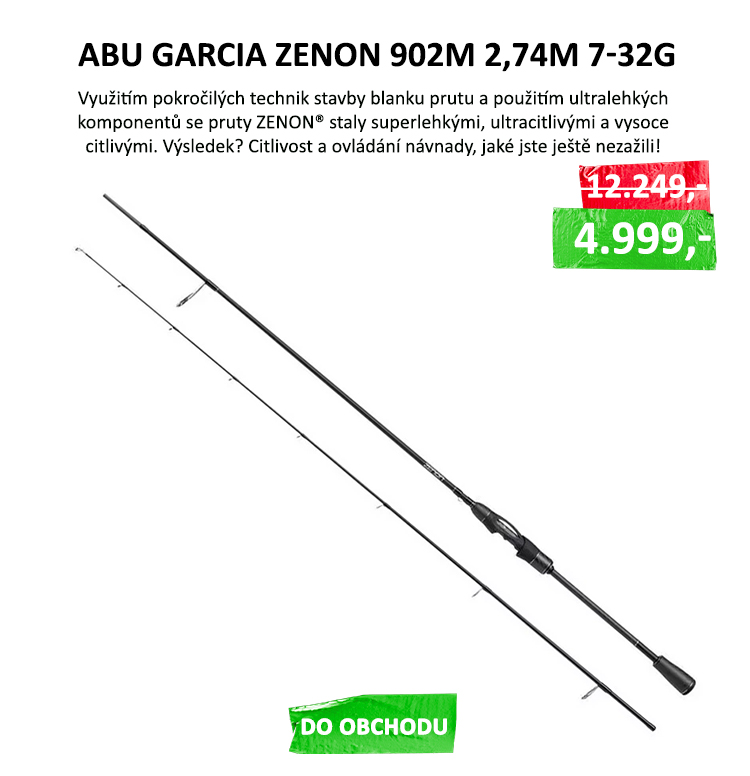 Abu Garcia prut Zenon 902M 2,74m 7 - 32g VÝPRODEJ - Tyto pruty jsou navrženy se dvěma konkrétními cíli: vytvořit maximální lehkost a citlivost. Využitím pokročilých technik stavby blanku prutu a použitím ultralehkých ...