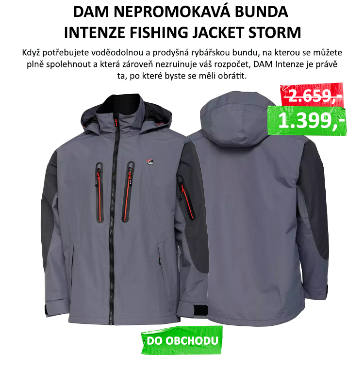 DAM nepromokavá bunda Intenze Fishing Jacket Storm VÝPRODEJ - Je vyrobena z vysoce kvalitního nylonového materiálu Taslon 320D s inteligentní TPU membránou, takže si můžete být jisti vysokou úrovní voděodolnosti a prodyšnosti. Bunda je ...