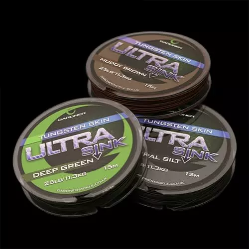 GARDNER Splétaná šnůra Ultra Sink Tungsten 15 m/25 lb (11,3 kg) Muddy Brown