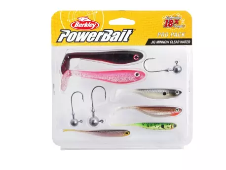 Sada gumových nástrah a jigových hlaviček Berkley Pro Pack Jig Minnow Clear Water