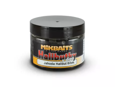 MIKBAITS Halibutky v dipu 150ml - Jahoda Halibut 8mm