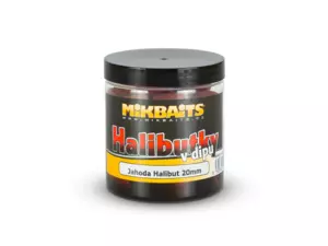 MIKBAITS Halibutky v dipu 250ml - Jahoda Halibut 20mm