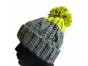 R-SPEKT Kulich MAXI PomPom beanie šedý citron