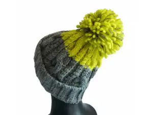 R-SPEKT Kulich MAXI PomPom beanie šedý citron