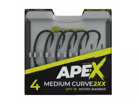 RidgeMonkey: Háček Ape-X Medium Curve 2XX Barbed Velikost 4 10ks VÝPRODEJ