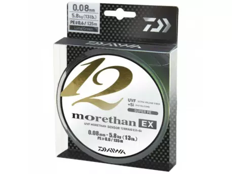 DAIWA PLETENÁ ŠŇŮRA MORETHAN 12 BRAID EX+SI LIME GREEN 0,12mm/300m