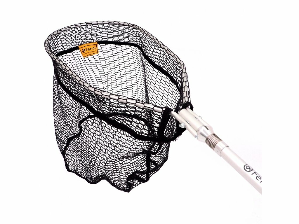 Fencl King net with extended handle on BELLY BOAT - Fencl fishing