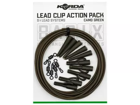 Korda Montáž Basix Lead Clip Action Pack Camo Green 5 ks