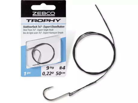 Zebco ocelové lanko s jednoháčkem 7x7 Expert Single Hook Trophy Steel Trace 1ks VÝPRODEJ