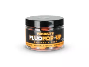 MIKBAITS Plovoucí fluo boilie 150ml - Broskev Pepř 14mm