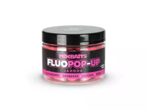 MIKBAITS Plovoucí fluo boilie 150ml - Jahoda 14mm