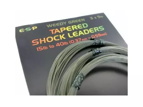 ESP ujímané šokové návazce Tapered Shock Leaders Weedy Green 3x9m