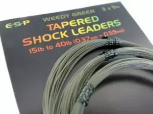 ESP ujímané šokové návazce Tapered Shock Leaders Weedy Green 3x9m