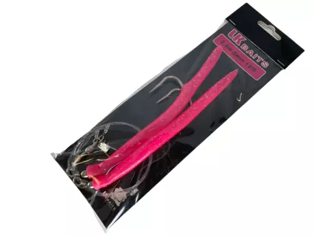 LK Baits návazec na tresky papriky 8/0 12cm Glitter Lumino Red/Červený
