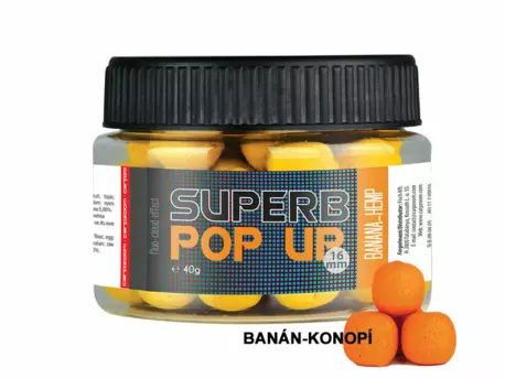 Carp Zoom Superb Pop Ups - 40 g/16 mm/Banán-Konopí