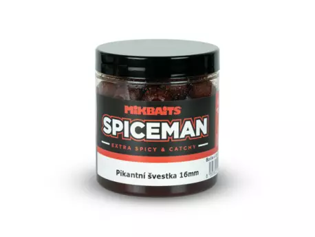 MIKBAITS Spiceman boilie v dipu 250ml - Pikantní švestka 16mm  