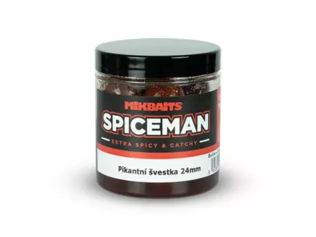 MIKBAITS Spiceman boilie v dipu 250ml - Pikantní švestka 24mm  