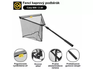 Fencl kaprový podběrák CARP 60 / 2díl s pogumovanou sítí