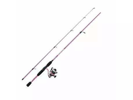 Prívlačový prút s navijákom FD Mitchell Tanager Pink Camo II Spin 2,40m 10-30g