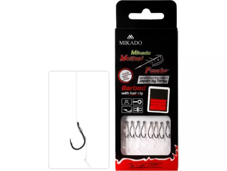 MIKADO NÁVAZEC - MF - S VLASEM - HÁČEK S PROTIHROTEM ČÍSLO 12 / VLASEC 0.23mm/10cm - 8 ks