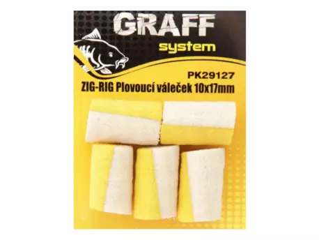 Graff Zig-Rig Plovoucí váleček 10x17mm Bílá/Žlutá 5ks