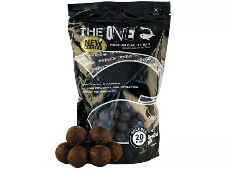 THE ONE Rozpustné boilies Black Soluble Smoked Fish 1 kg VÝPRODEJ