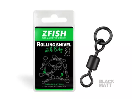 ZFISH Obratlík Rolling Swivel with Ring Black Matt vel.8/26Kg