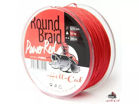 Hell-Cat Splétaná šňůra Round Braid Power RED 0,70mm (85,0kg) Metráž VÝPRODEJ