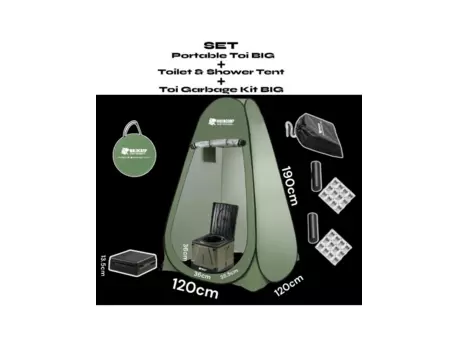 HOLDCARP SET - Portable Toi  BIG + Toilet & Shower Tent + Toi Gabrage Kit BIG