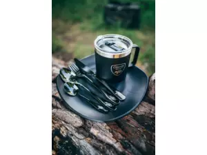 Giants fishing Akční set Nerezový thermo hrnek 400ml + Sada nerezových příborů