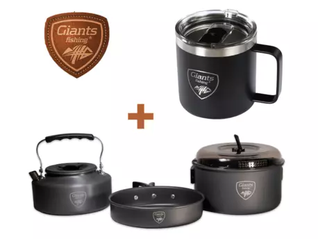 Giants fishing Akční set Sada nádobí s konvičkou + Nerezový thermo hrnek 400ml