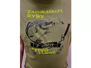 LK Baits pánské triko Khaki Zachraňuji ryby