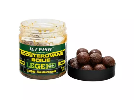 JETFISH Legend Range Boosterované boilie SEAFOOD - ŠVESTKA/ČESNEK 250ml 24mm VÝPRODEJ