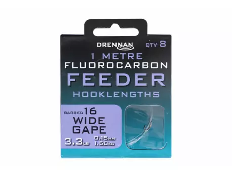 Drennan návazce Fluorocarbon Feeder Wide Gape vel.16 / 3,3lb