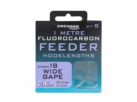 Drennan návazce Fluorocarbon Feeder Wide Gape vel.18 / 2,6lb