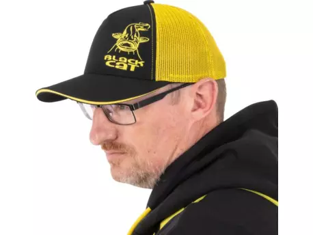 Black Cat Kšiltovka Black and Yellow Trucker Cap