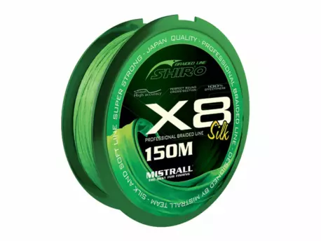 Mistrall pletená šňůra Shiro Silk X8, 150 m, průměr: 0,21 mm, zelená VÝPRODEJ