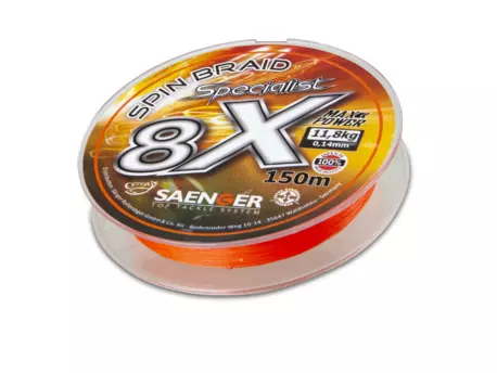 Saenger šňůra 8 X Specialist Spin Braid 150 m/ 0,16mm VÝPRODEJ