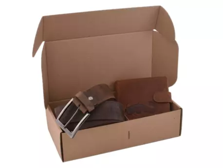 Mercucio Rybářský dárkový set sumec - pánská peněženka 2911906 a pánský opasek tmavý hladký 747 120cm