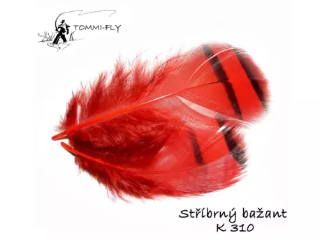 Tommi Fly PEŘÍ PEŘÍ STŘÍBRNÉHO BAŽANTA KRČNÍ - červené