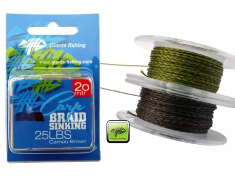 GIANTS FISHING Návazcová šňůrka Carp Braid Sinking 25lbs/20m Camou Brown