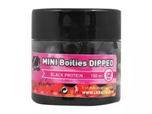 LK BAITS MINI Boilies DIPPED 12mm 150ml BLACK PROTEIN