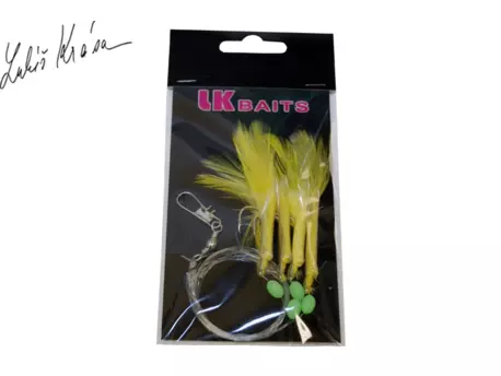 LK Baits Návazec na moře 1/0 0,60/0,45mm peří žluté