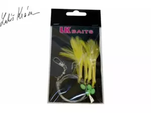 LK Baits Návazec na moře 1/0 0,60/0,45mm peří žluté