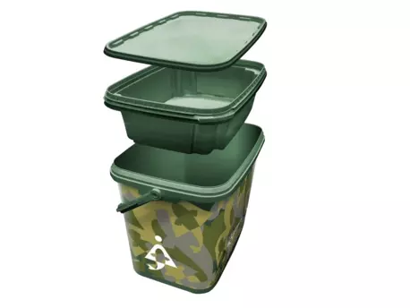 BAIT-TECH Kbelík 8L Square Camo Bucket with Insert Tray VÝPRODEJ