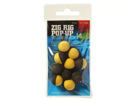 GIANTS FISHING Pěnové plovoucí boilie Zig Rig Pop-Up yelow-black 14mm,10ks