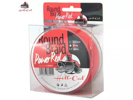 Hell-Cat Splétaná šňůra Round Braid Power Red 0,80mm, 100kg, 200m