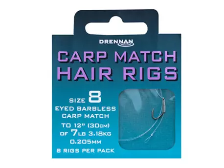 DRENNAN Návazce Carp Match Hair Rigs barbless